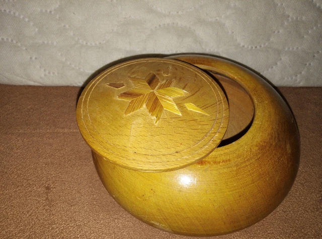 Vintage Soviet Box Wooden Round 1970s