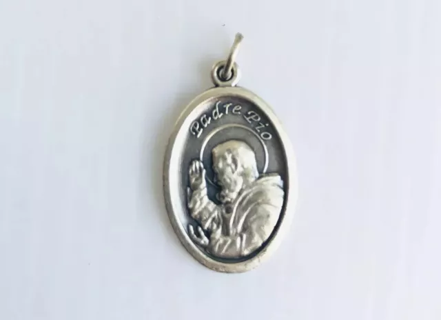 Padre Pio Saint Medal Pendant Stainless Steel Made In Italy