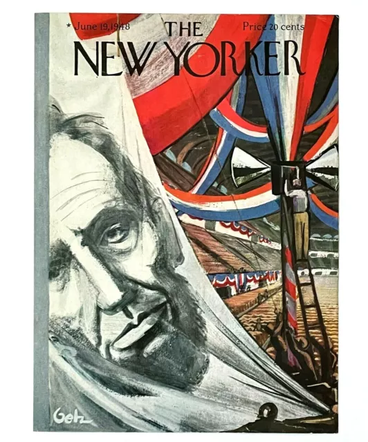 VINTAGE JUNE 1948 New Yorker Magazine Cover Abraham Lincoln Patriotic