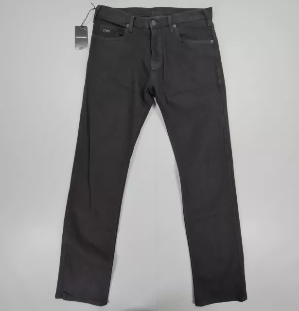 EMPORIO ARMANI MENS Jeans J45 Black W32 L32 Regular Fit Stretch Denim ...