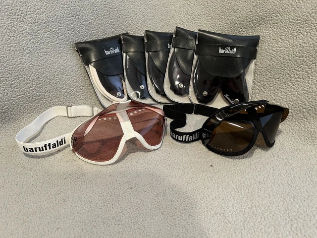 Lot of 7: Baruffaldi Pro Noydrofog Snowbird Folding Goggles Vintage New w/ Case Lot of 7: Baruffaldi Pro Noydrofog Snowbird Folding Goggles Vintage New w/ Case