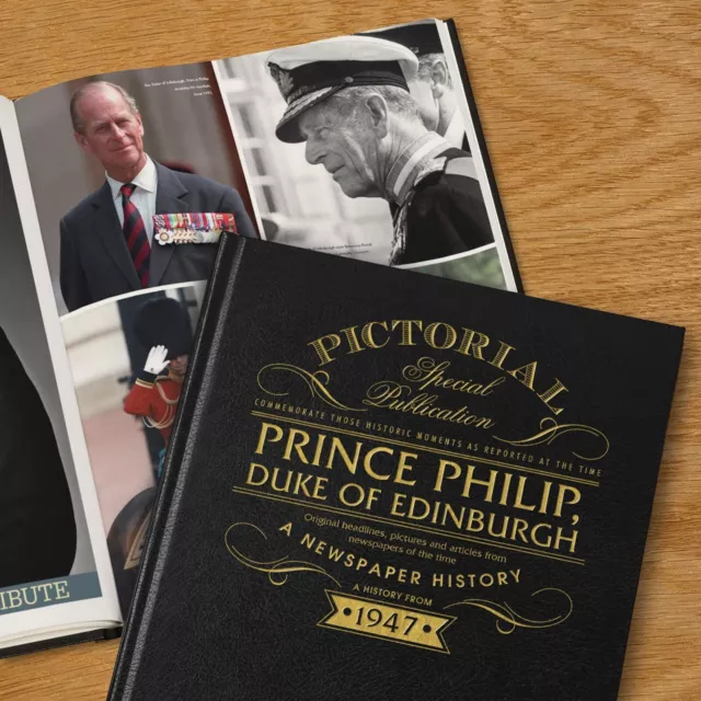 PRINCE PHILIP Personalised Newspaper History Book British Royal Keepsake Gift