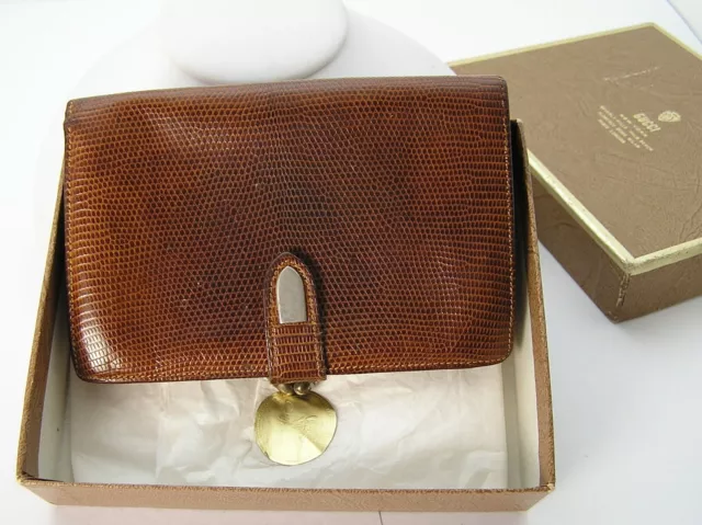 Vintage Boxed Gucci Exotic Skin Leather Purse Wallet with Kiss Lock Coin Purse