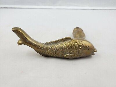 Vintage Brass Bronze Nautical Fish Left Hand LH Door Handle Pull Knob