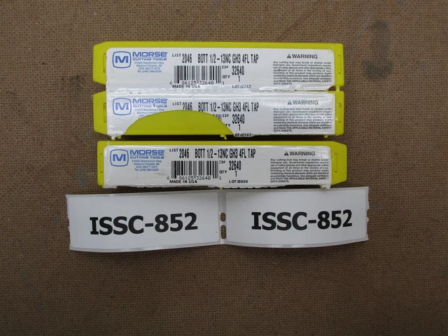 Lot of 3 MORSE 32640 2046 - 1/2" - 13NC GH3 4FL Bottoming Straight Flute Tap