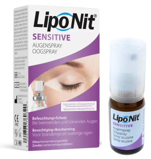 LipoNit Augenspray Sensitive zur verbesserten Befeuchtung gereizter Augen, 10 ml