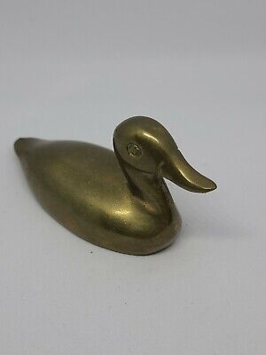 Small Vintage Solid Brass Duck Figurines Paper Weight VTG