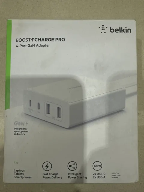 Belkin 108W GaN USB Charging Station - 2X USB-C and 2X USB-A Ports
