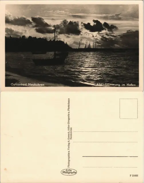 Neukuhren (Kuršiai/Пионерский) Abendstimmung im Hafen Ostseebad Ostsee 1930