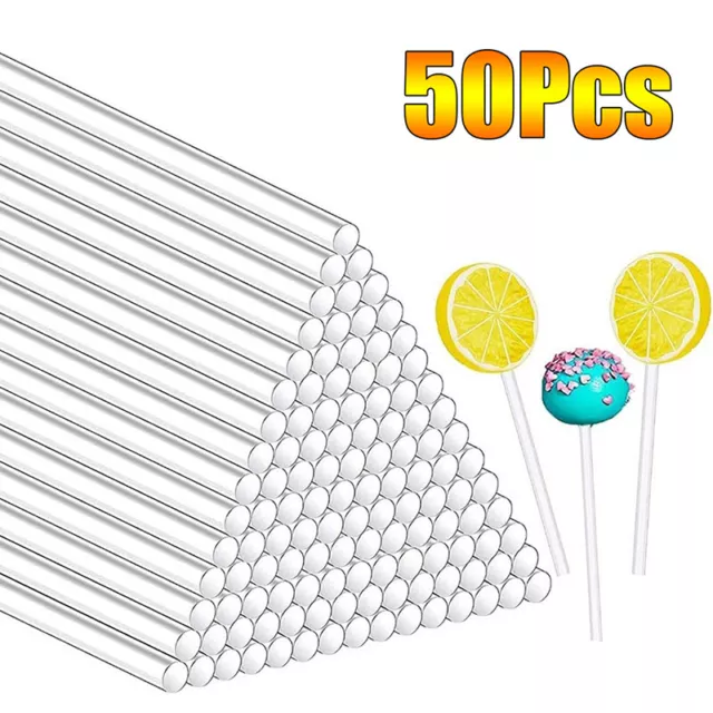 50 un. palitos de acrílico transparente reutilizables para hacer postres-DS