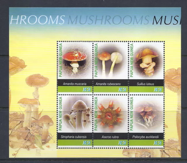 PAPUA and NEW GUINEA 200? MUSHROOMS CHAMPIGNONS souvenir sheet VF MNH