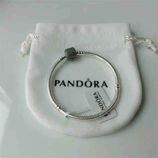 New Authentic Pandora Signature Clasp Charm Bracelet 6.3 - Silver 590723CZ-16