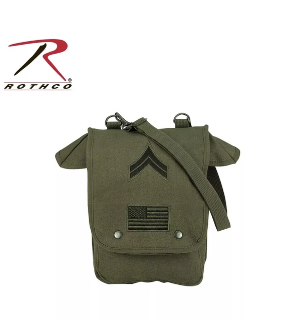 Military Heavyweight Canvas Map Case Shoulder Bag Patches Rothco 8796 OD