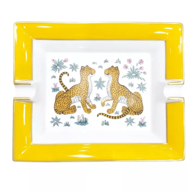 HERMES PARIS LEOPARD Print Porcelain Ashtray Yellow W20cm Japan [Used ...