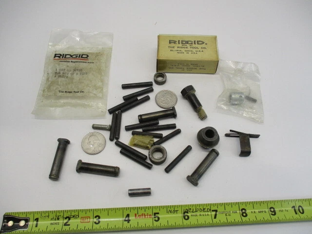 Lot of RIDGID Pipe Wrench Replacement Parts, New & Used Pins, Spring, Wheel More