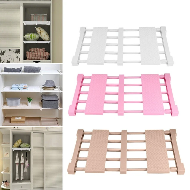 Expandable Shelves Wardrobe Storage Closet Organiser Cupboard Storage  Organiser, Tension Shelf Separator,Airing Cupboard Shelves Adjustable  Storage