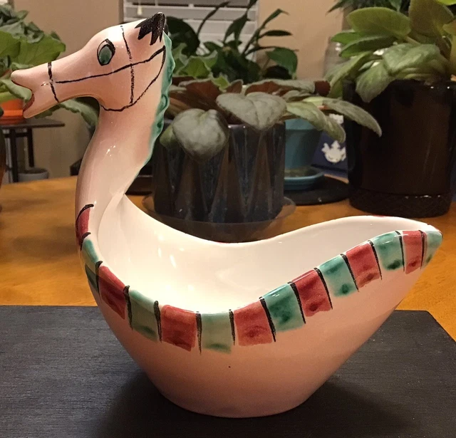 Vtg Italian Bitossi Pottery Horse Pink Mid Century Raymor Londi Bowl Dish Italy