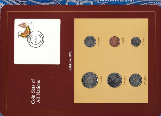 Coin Sets of All Nations Zimbabwe 1980-1991 UNC $1 1980 1,10,20 cents 1991