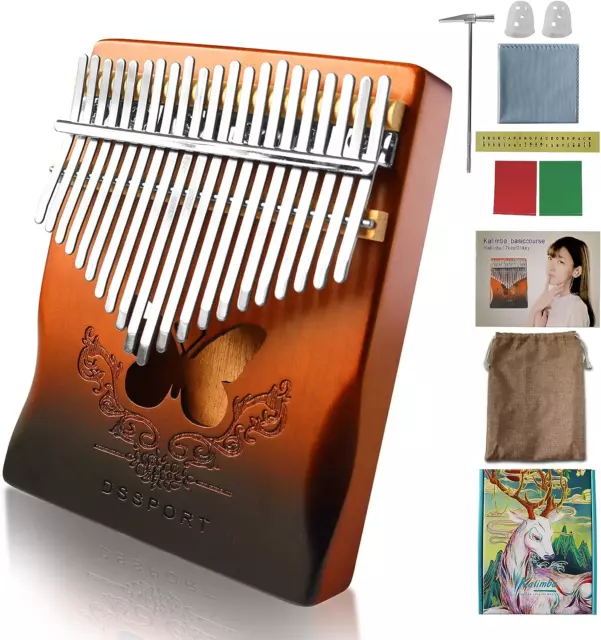 Kalimba 21 Keys,  Portable Finger Piano with Tune Hammer and Music Books Set, Wo