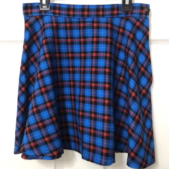 American Apparel Plaid Mini Skater Skirt Red Blue Black Women Small  USA Made