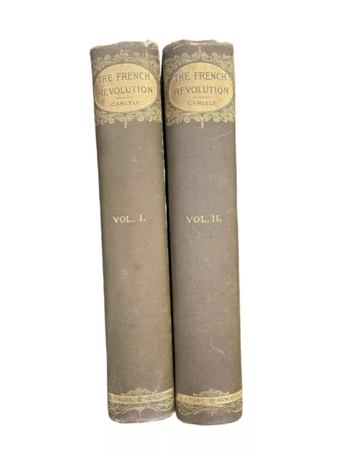 French Revolution 2 Volumes 1898 A.L. Burt NY Antique Thomas Carlyle Vol I II