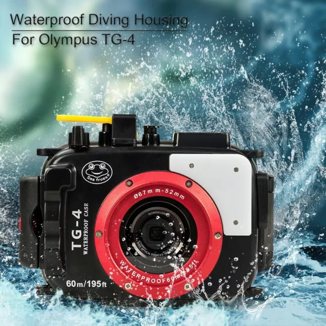 Seafrogs Underwater 60m/195ft Diving Waterproof Housing Case fr Olympus TG-4 TG4