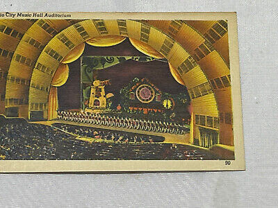 New York City NY Radio City Music Hall Auditorium 1946 Vintage Postcard Linen