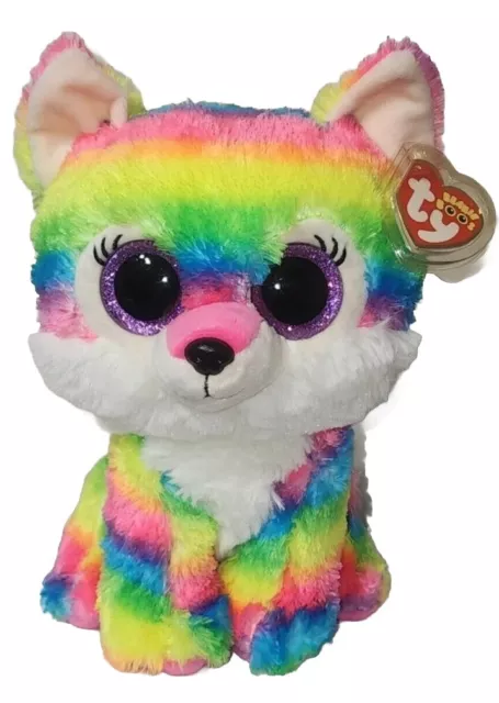 Ty Beanie Boos - RIVER the 9" Medium Rainbow Wolf (Great Wolf Lodge Excl.) MWMTs