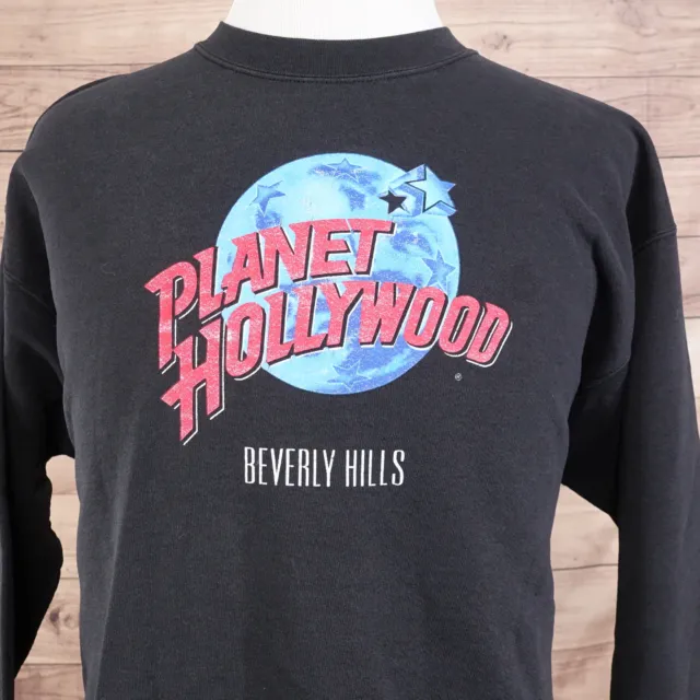 Vintage Planet Hollywood Beverly Hills California Fade Black Sweatshirt Xl? 2Xl?