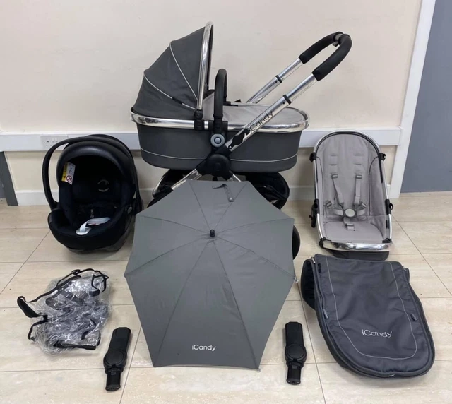 ICANDY PEACH 4 Truffle Grey Chrome Full Travel System Leather Trim 499.00 PicClick UK