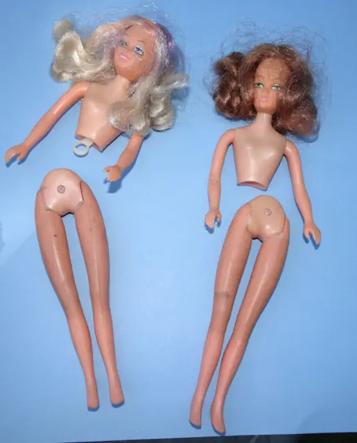2 x Vintage 1970s Disco Girls Dolls Hasbro Dee & Britt Miss Matchbox Doll Lot