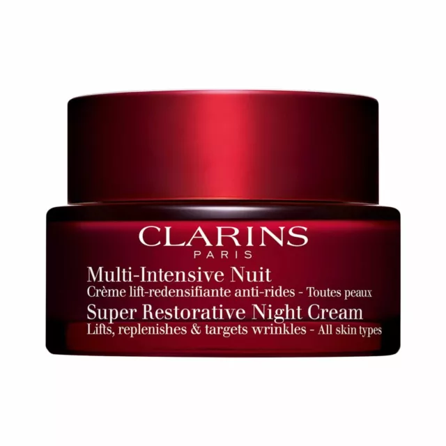 Crema de noche súper restauradora Clarins para todos los tipos de piel 50 ml/ 1,7 oz. Nuevo en caja
