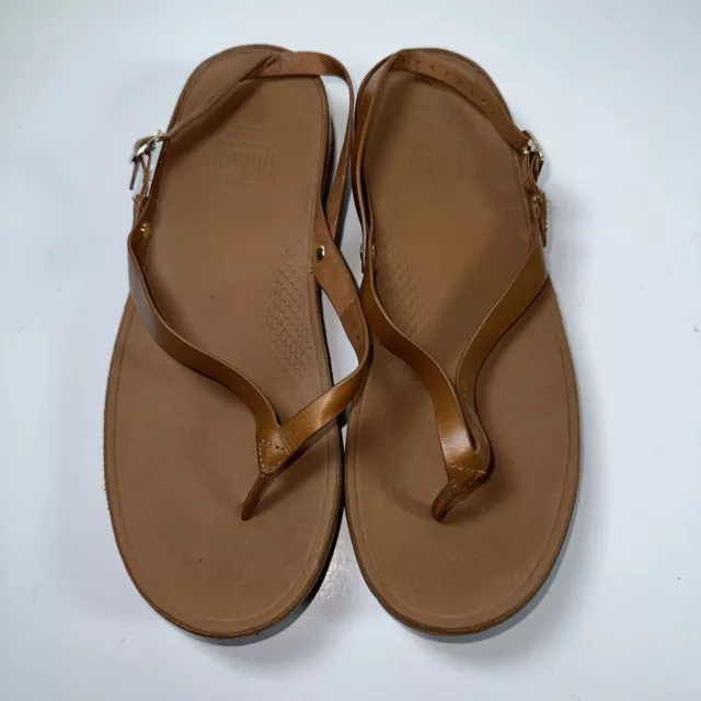 FitFlop Flip Flops Slip On Thong Sandals Women Sz 11 Beige Leather Style E45-098
