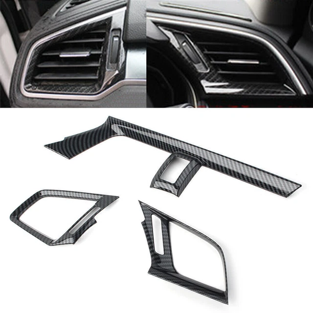 For Honda Civic 2016-20 RHD 3X Carbon Fiber Style Dashboard Air Vent Cover Case