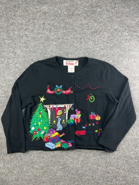VNTG Michael Simon Dr. Seuss Sweater Women's XL Button Up Cardigan Embroidered