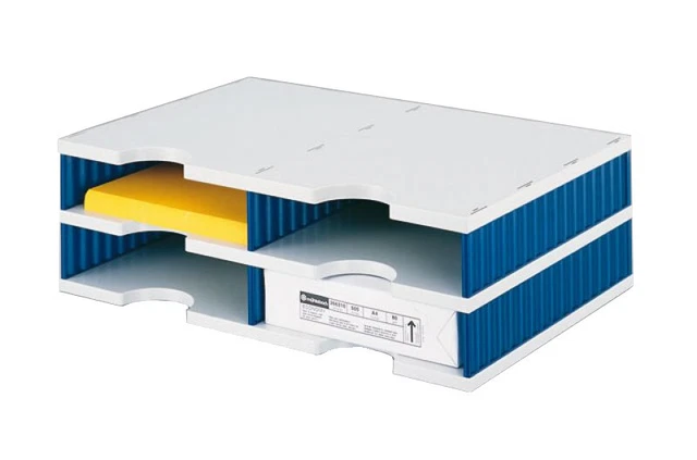 Ablagesysteme strodoc duo 4 Fächer blau grau Ablagebox Ablagefach