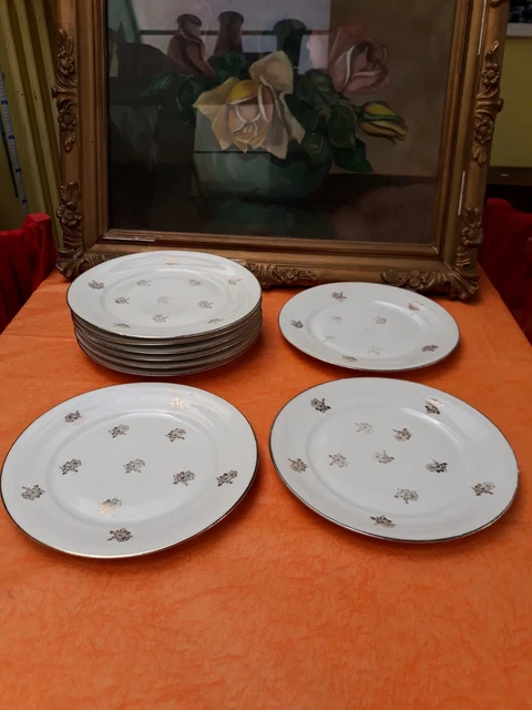 ASSIETTES ANCIENNES PORCELAINE Dure De France Décor Floral & Or Art De La Table EUR 15,90