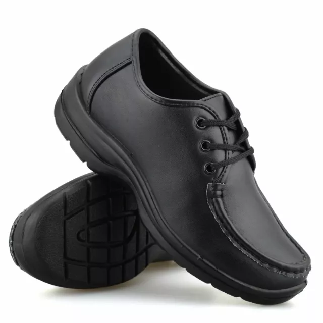 Boys Kids Smart Formal Casual Comfort Lace Up Back To School Trainers Shoes Size