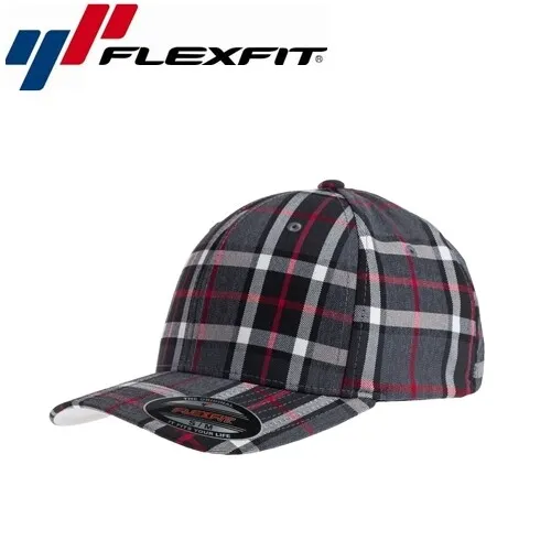 Flexfit Check Baseball Cap S/M Grau Rot