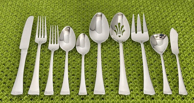 Lenox Arrowridge Stainless Steel Flatware – 18/10 Glossy Silverware – Unused In Sleeves