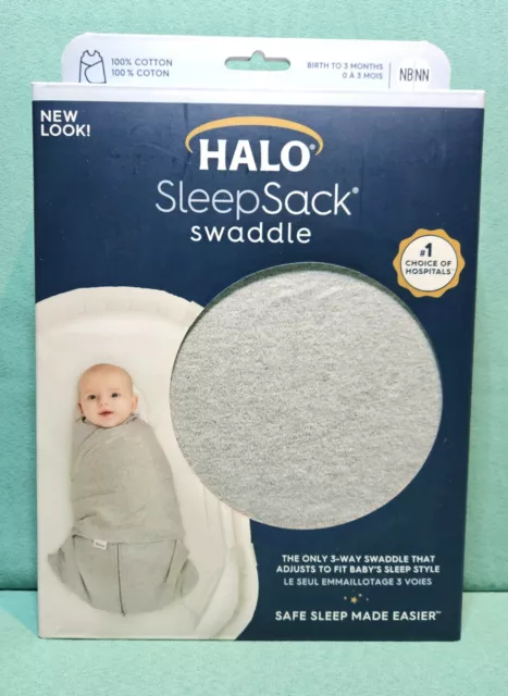 HALO Sleepsack Baby Swaddle (NB) Cotton Gray, Newborn *NEW* *FREE SHIPPING*