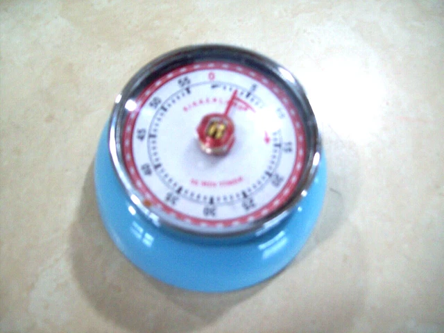 Temporizador magnético de cocina Kikkerland giratorio 55 minutos alarma de cocina polvo bebé azul