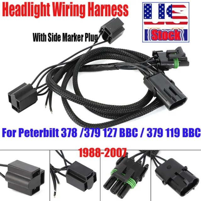 Headlight Wiring Harness For Peterbilt 379 119 BBC 1987-2007/378 88-07 #1-8007I