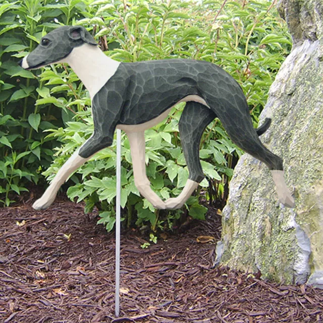 Italian Greyhound Outdoor Garden Sign Hand Painted Figure Blue/White