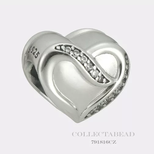 Authentic Pandora Sterling Silver Ribbon of Love CZ Bead 791816CZ