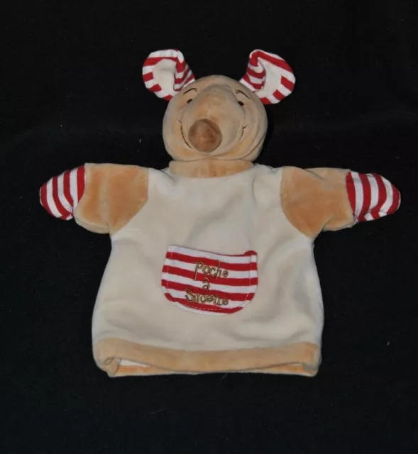 Peluche doudou marionnette souris TCF beige brun Poche à Sucette Etat NEUF