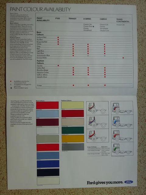 Ford Style Guide FORD - COLOUR & Trim Guide - ORIGINAL SALES BROCHURE - Commercial ...