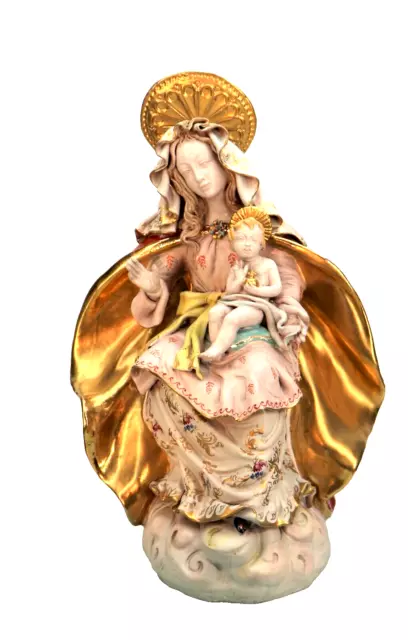 Capodimonte Pattarino Madonna Majolika mit Kind Prof. E. Pattarino 43 cm -20888-