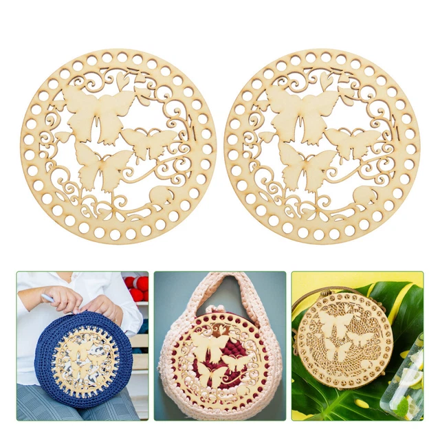 2 Pcs Wooden Bag Base Miss Crochet Basket Weaving Supply Round Bottom