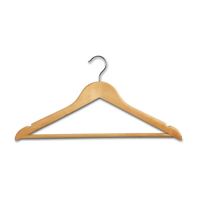 Wooden Clothes Hanger with Trouser Bar - Ideal for Tops, Jumpers and Trousers